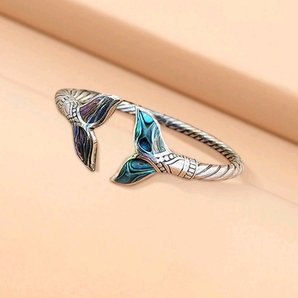 Silver and Blue Mermaid Tail Bracelet